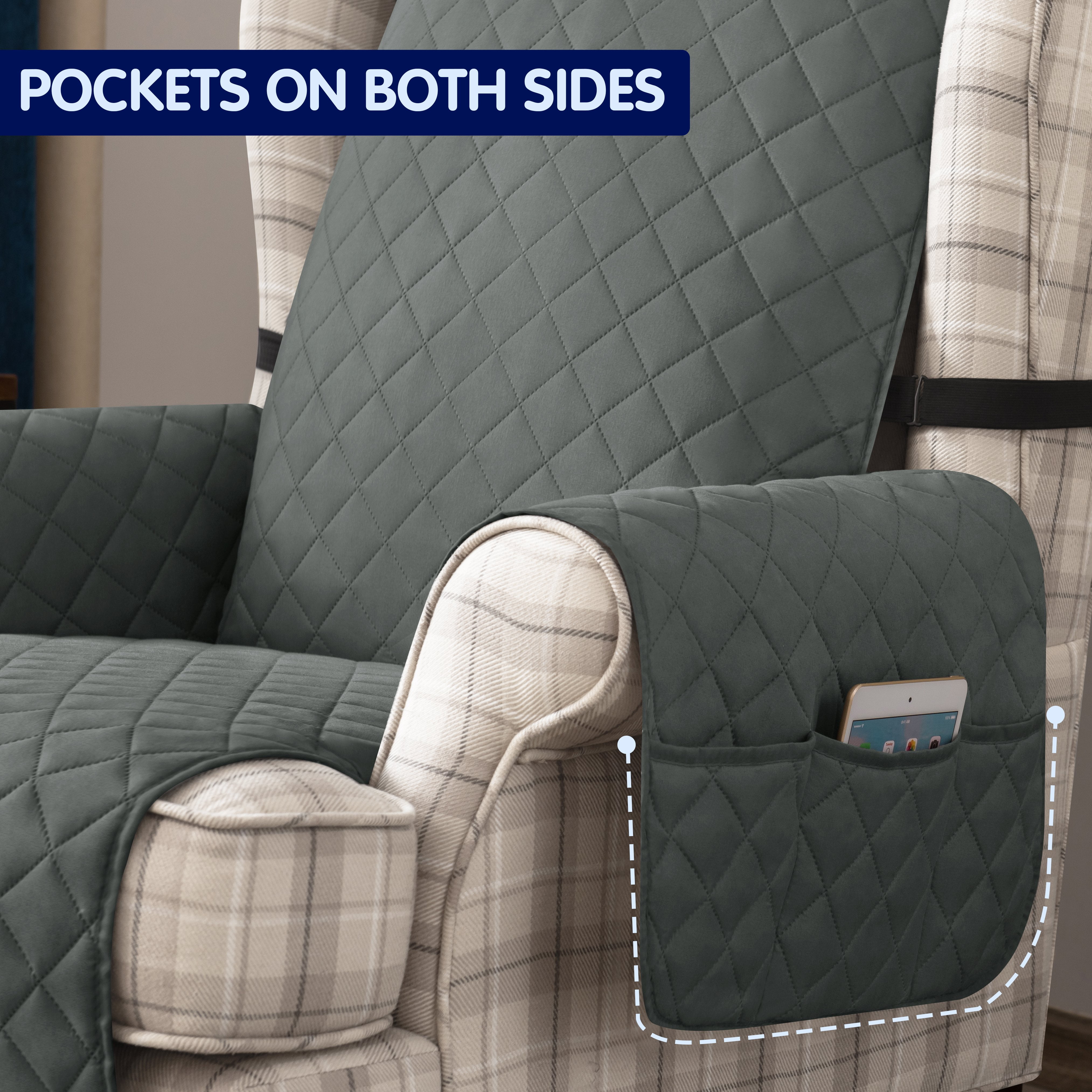 Subrtex Reversible Wing Chair Cover Wingback Armchair Slipcovers,Gray