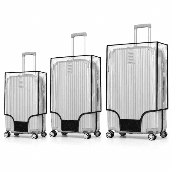 3PCS Luggage Covers, 3 Sizes Clear Luggage Protector Cover, 20 24 28 inch Reusable Suitcase Dust Cover, Waterproof PVC Suitcase Cover Dustproof for Luggage Travelling