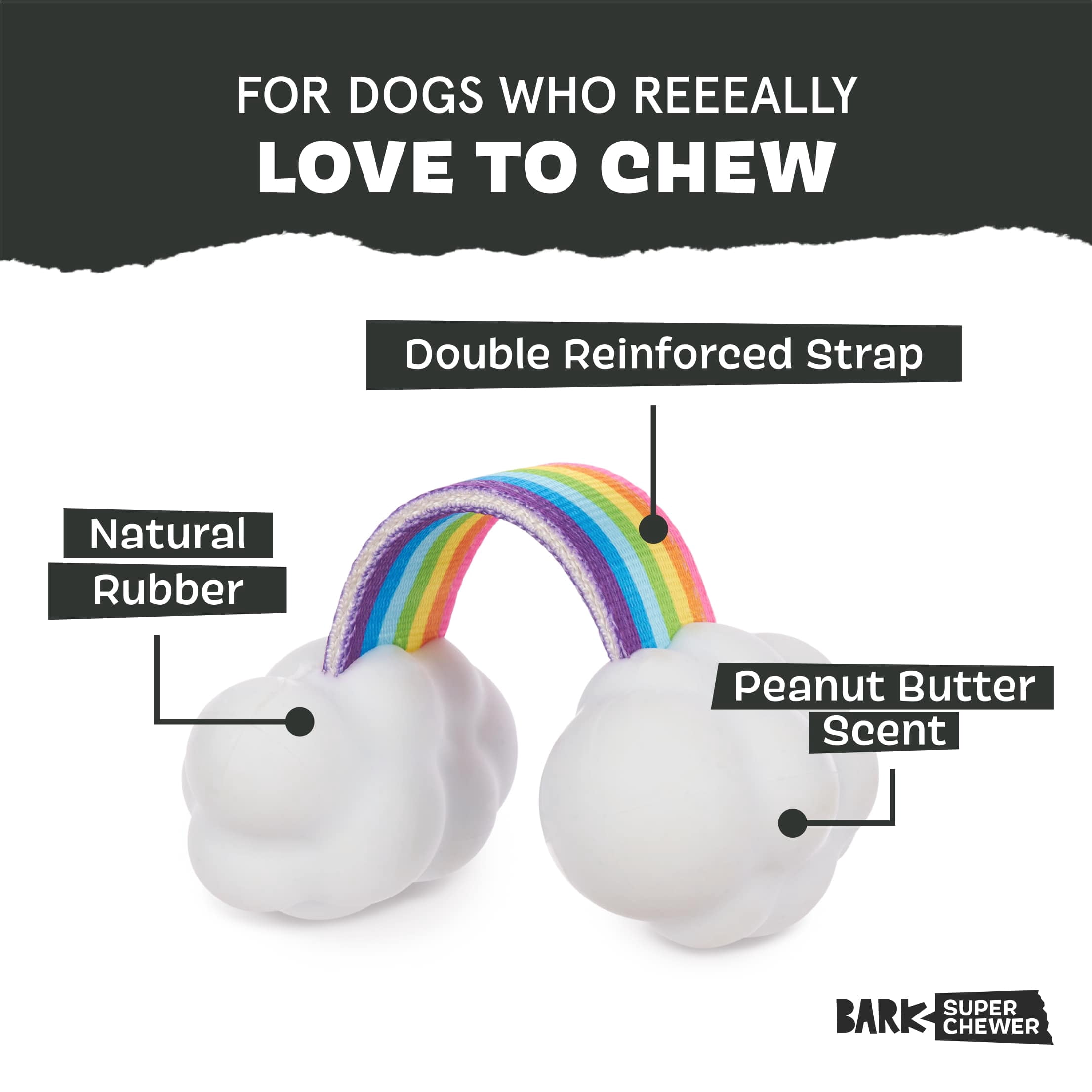 BARK Super Chewer Rainbow Tug Durable Small Dog Toy