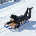 thumbnail image 3 of Classic Wooden Toboggan Sled for Snow 54 Inches Long Blue Steel Runner Sled for Adults Kids Fast Traditional Sled for Hills Family Winter Fun Backyard Sledding Outdoor Adventure 330 lbs Capacity, 3 of 10