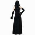 thumbnail image 3 of MEOWCOS Women's Wicked Witch Gothic Black Split Off-Shoulder Hooded Dress Dark Style Long Elegant Halloween Dress, 3 of 6