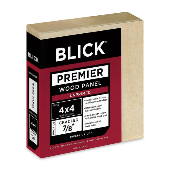 Blick Premier Wood Panel - 4" x 4", 7/8" Traditional Profile, Cradled