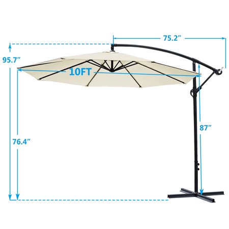 10 ft Hanging Patio Umbrella Sun Shade Offset Market Umbrella Outdoor with Crank