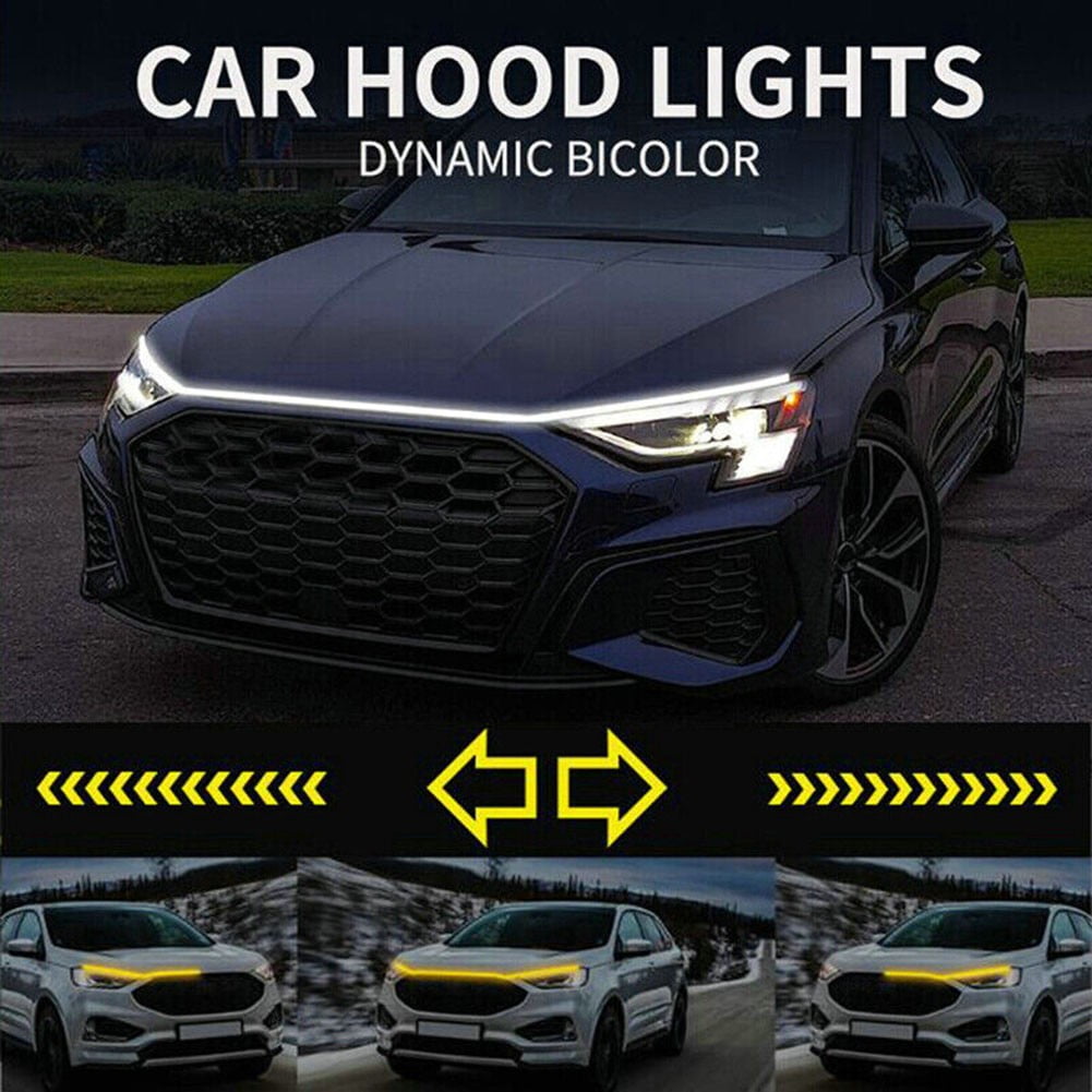 Ana Car Start Scan Dynamic LED Hood Light 7) Hood Light Strip for Car with Glowing Mode Stand out During Day and Night