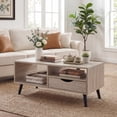 thumbnail image 4 of ELLEGNT Coffee Table with Storage Drawer and Open Shelves - Rustic Rectangle Center Table for Living Room, Natural, 4 of 9