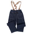thumbnail image 3 of Pantalones vaqueros de rayas de pierna ancha para hombre, pantalones holgados con diseño de grúa ferroviaria, pantalones con pechera de moda, 3 of 5