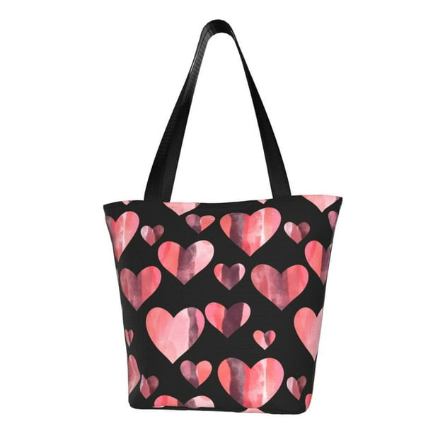 Fotbe Hearts Bolsa de Playa con Estampado, Bolsa de Hombro, Bolsa de Mano Espaciosa, Bolsa de Viaje Ligera, Bolsa de Compras Versátil