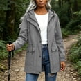 thumbnail image 5 of justHIGH Lined Light Rain Jacket Women Packable Long Raincoat with Hood Drawstring Waisted Waterproof Windbreaker Lightweight Outdoor Trench Coat Gray,M, 5 of 7