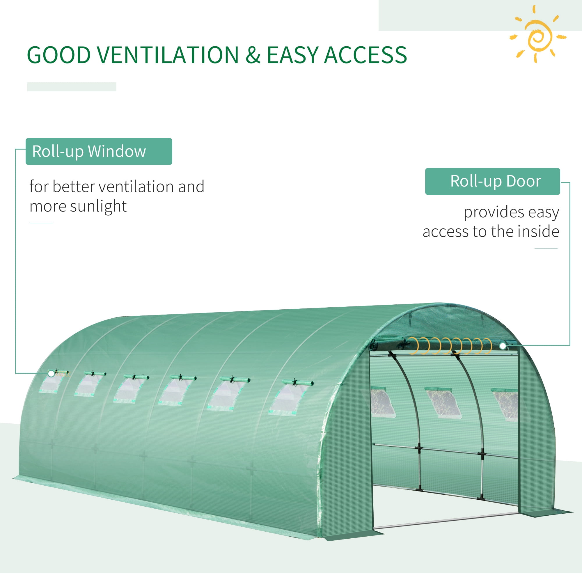 Outsunny 19.7' x 9.8' x 6.6' Greenhouse Cover Replacement, Green