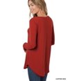 thumbnail image 4 of Zenana Plus Size Relaxed Fit Long Sleeve V-Neck Round Hem Jersey Tee Shirt Top, 4 of 5