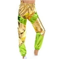 thumbnail image 2 of Pants for Women Metallic Shiny Jogger Pants Color Block Elastic Waist Hip Hop Disco Dancewear Training Sports Tracksuit Bottoms Stretch Comfy Sweatpants Loose Fit Lougewear, 2 of 7