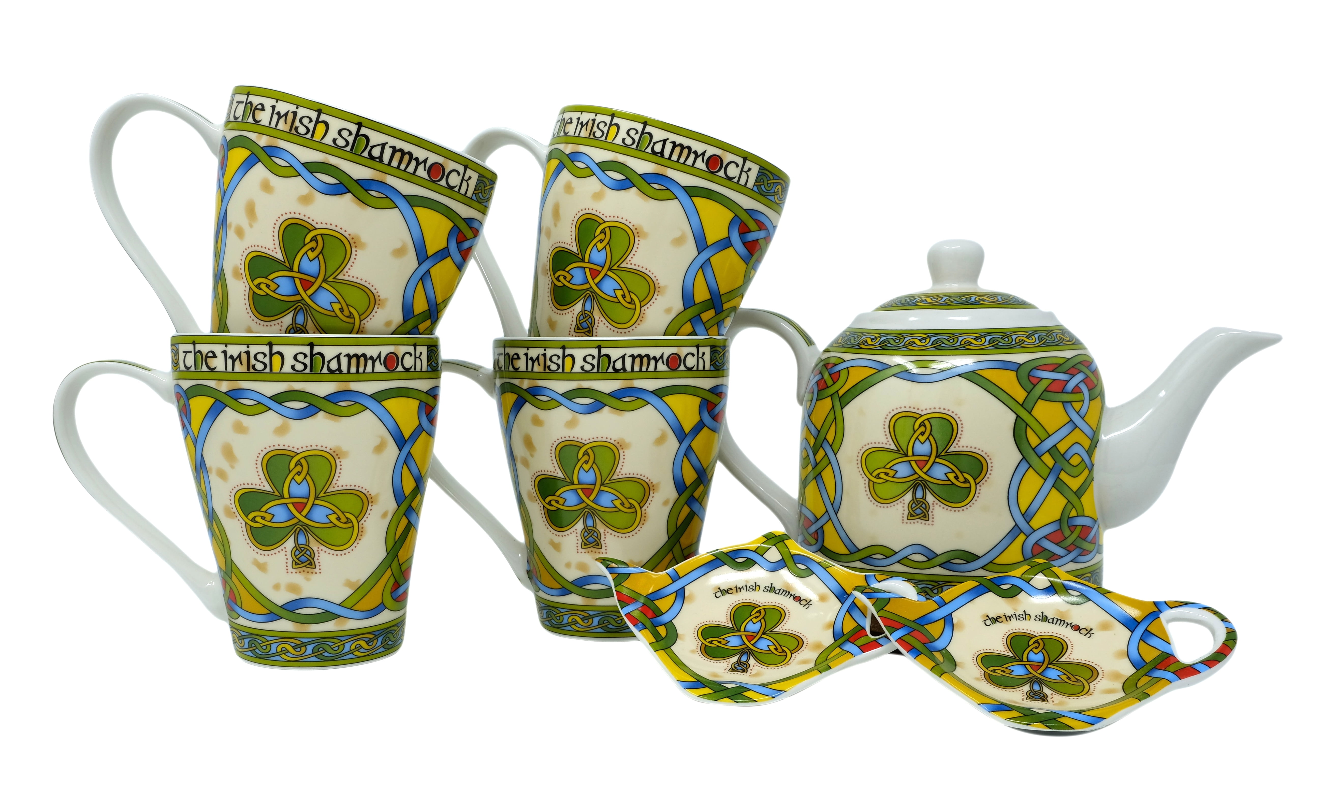 Royal Tara Tea Gift Set New Bone China Teapot 4 Cups 2 Teabag Holders ...
