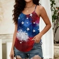 thumbnail image 4 of Patriotic Shirts for Women American Flag Print Spaghetti Strap Square Neck Sleeveless Tank Top Celebration Comfy Summer Casual T-Shirts,XXL,#01 Sky Blue, 4 of 5