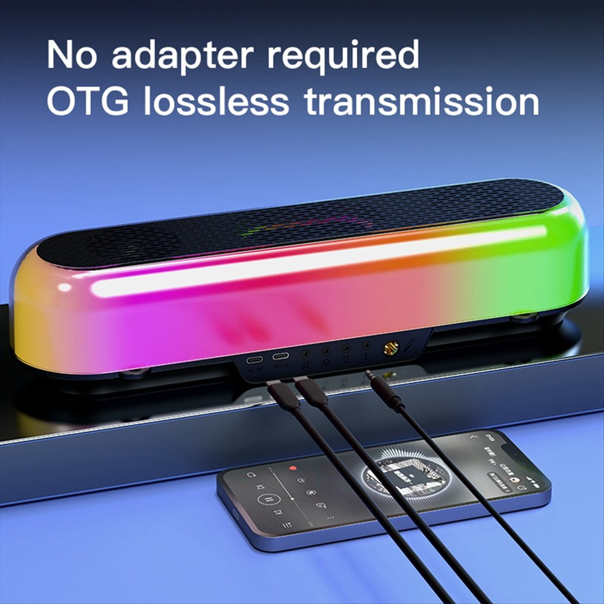Portable Loud Karaoke Speaker with Two Mic Wireless Bluetooth Sound Card Speaker All-In-1 Sound Card for FamilyKTV Black