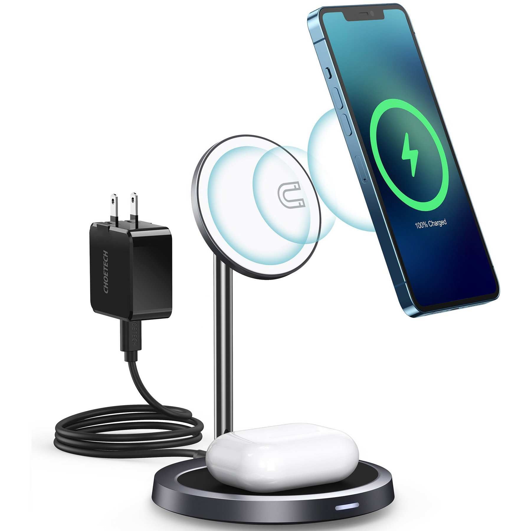 Choetech 15W 2-in-1 Magnetic Wireless Charging Stand (T575-F