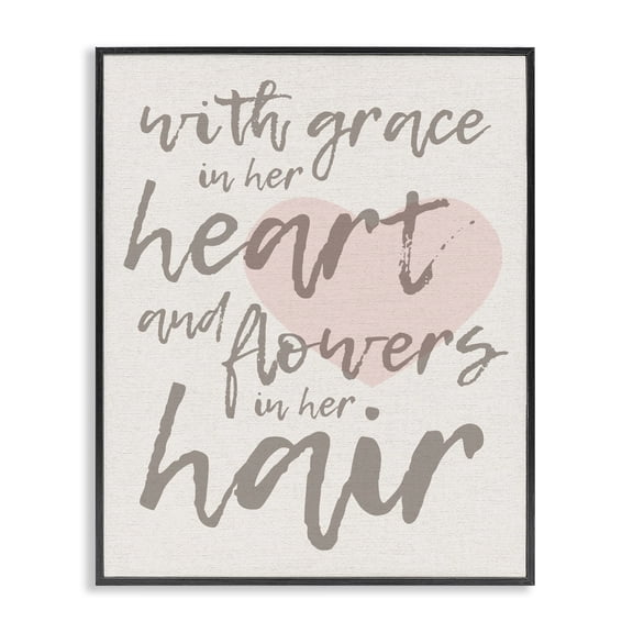 Stupell Industries Shabby Chic Grace In Her Heart and Flowers in Her Hair Black Framed Giclee Art, 11 x 14, by Lil' Rue