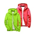 thumbnail image 3 of DxhmoneyHX Girls 2 Pack Full Zip Hooded Rain Jacket Long Sleeve Waterproof Windproof Soft Shell Coat Lightweight Windbreaker for Camping Cycling 4‑12 Years, 3 of 6