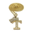 thumbnail image 2 of Stone Filled Initial Letter T Pendant 3mm 24" Cuban Chain Hip Hop Fashion Necklace, 2 of 3