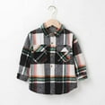 thumbnail image 2 of MuZeFu Girls Clothes 2-7t Clearance under $10 Toddler Flannel Shirt Jacket Plaid Long Sleeve Lapel Shacket Kids Boys Girls Coats Fall Tops, 2 of 9