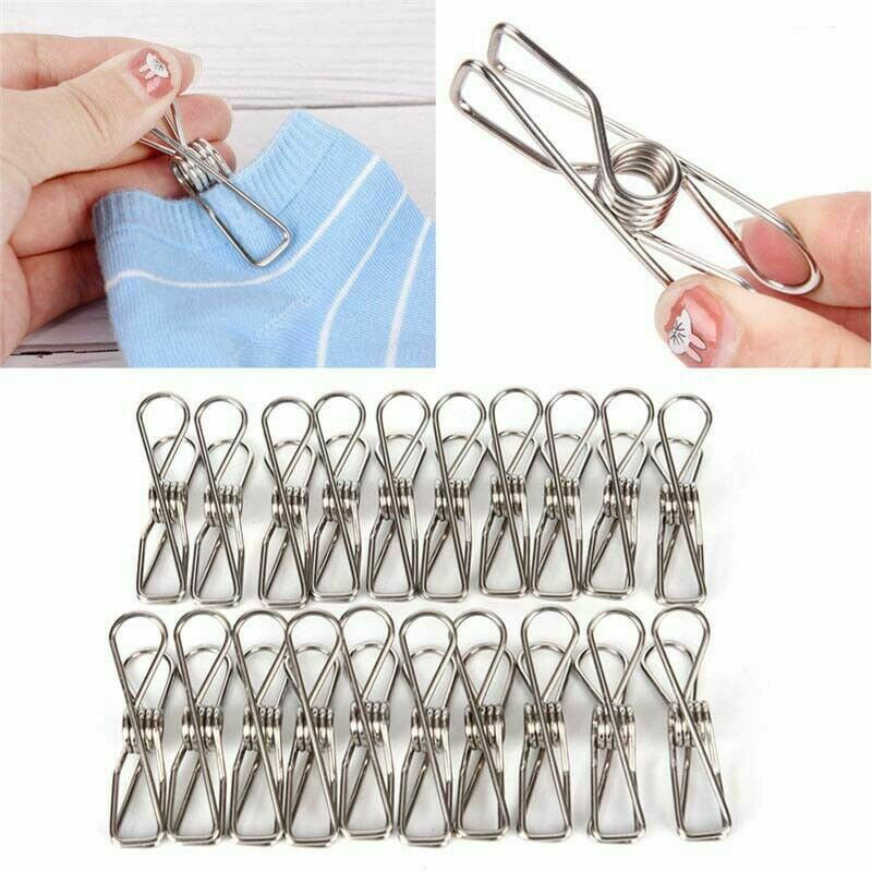 40 Pack Clothes Peg 6CM Stainless Steel Clip Pin Set for Sock... 