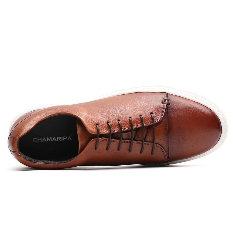 CMR CHAMARIPA Dress Shoes Brown Red Elevator Shoes For Men 5 CM / 1.95 Inches 12 CM/4.72 Inches CMR CHAMARIPA Brown Oiled Leather Boots  main image 4