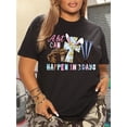 thumbnail image 1 of Plus Size Women's Easter Bunny & Cross Graphic Tee - Casual Crew Neck Short Sleeve T-Shirt, Breathable Polyester, Machine Washable Tee For Adult, Men, Women, Teen, Teenager, Adolescent, Youth, 1 of 7