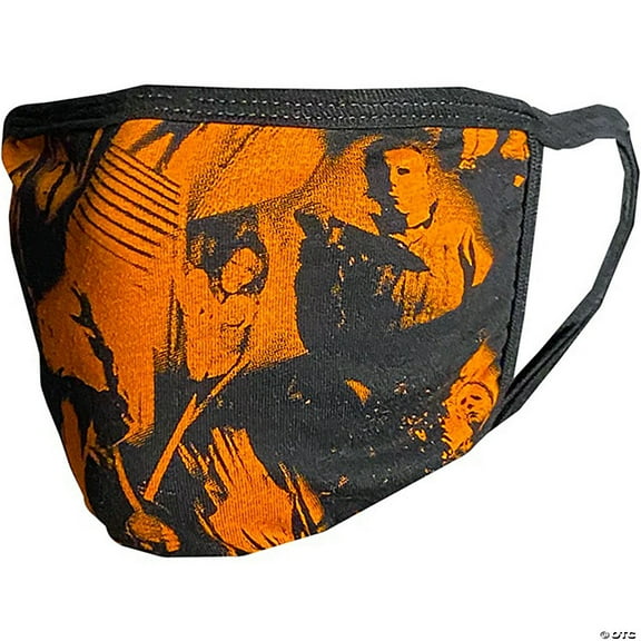 Morris Costumes MASFTI110 Halloween 1978 Collage Reusable PPE Face Mask for Adults - Black & Orange