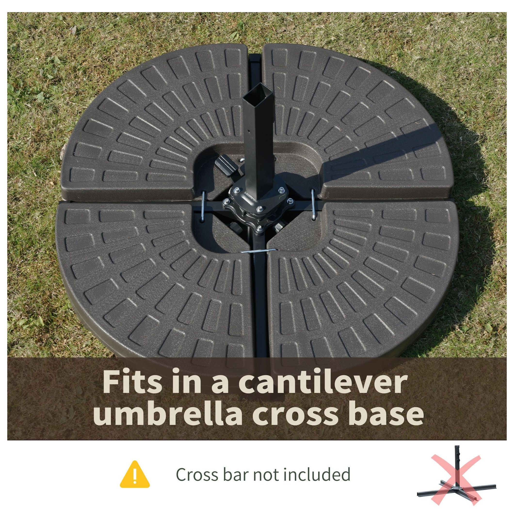 Cantilever Umbrella Base, 220lbs Patio Offset Umbrella Stand Weights with Handles, HDPE Weather-Resistant Fan Shaped Base for Backyard, Deck, Poolside - Coffee Brown