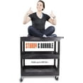 thumbnail image 2 of Stand Steady Tubstr 3 Shelf Utility Cart | Heavy Duty Service Cart Supports Up to 400 lbs | Tub Cart with Deep Shelves | Great for Warehouse, Garage, Cleaning, Office & More (32 x 18 / Black), 2 of 3