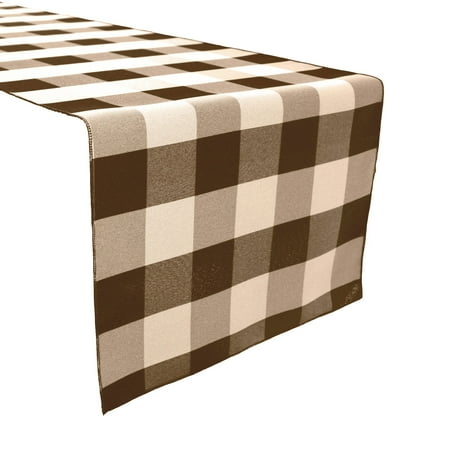 

Poplin Table Runner Buffalo Gingham Checkered Brown and Beige