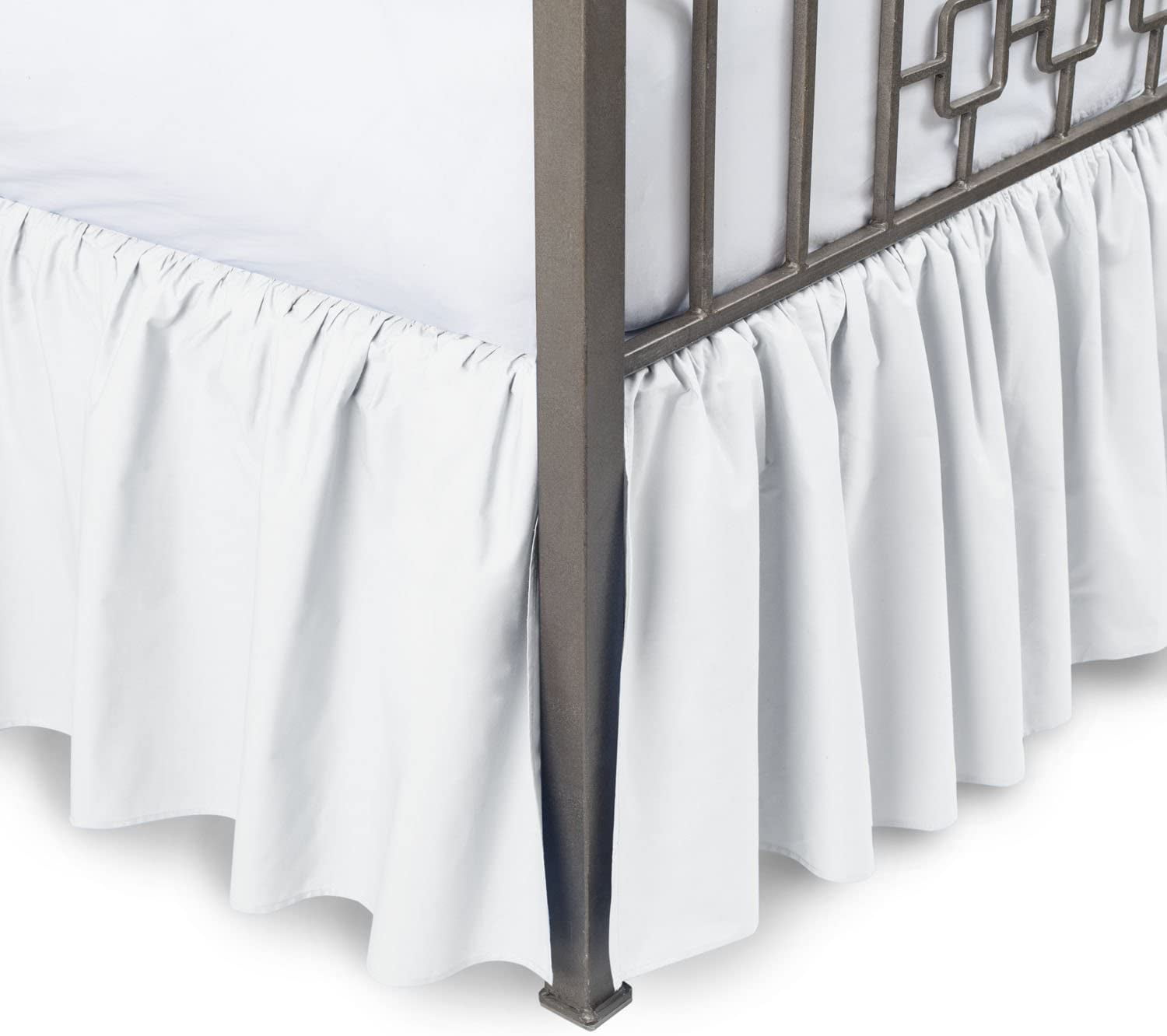 Ruffled Bed Skirt with Split Corners Day Bed, White, 14 Inch Drop