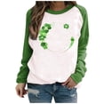 thumbnail image 1 of Bowake Womens St. Patrick'S Day Sweat-Shirt 2024 Imprimé Raglan Manches Longues Casual Ample Pull-Over Chemisier, 1 of 4