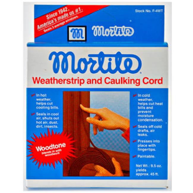 Thermwell F4WT Wood tone Mortie Caulking Cord WeatherStrip 45 ft