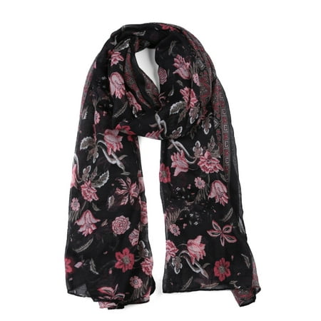 Large Polyester Scarves Beach Shawl Vintage Wraps For Women Black