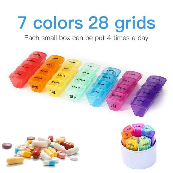 tooloflife 28 Grid Medicine Box Pills Dispenser Dust-Proof Container for Pills/Vitamin/Fish Oil/Supplements by Week