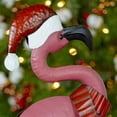thumbnail image 2 of Set of 2 Metal Pink Flamingos with Christmas Hats and Scarves Decoration, 2 of 7