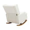 thumbnail image 4 of Upholstered Solid Wood Rocking Chair, Mid-Century Comfortable Relax Nursery Rocking Chairs, Accent Rocker Chair for Dining Room Living Room Makeup Room Hotel Bedroom, White Teddy, 4 of 7