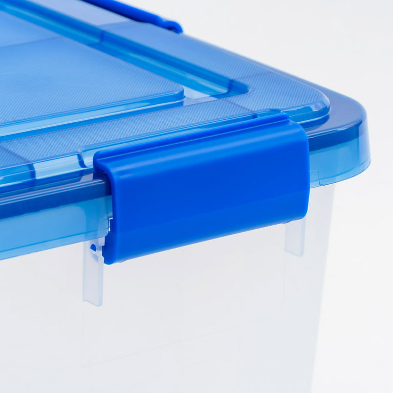 Iris 19 Qt. Weatherpro Clear Plastic Storage Box, Lid Blue, Clear/Blue