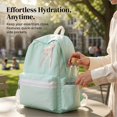 thumbnail image 3 of JKCCZLL Fabric Backpack Large Capacity Daily Bag with Faux Pearl Lace Bow Mint Green Pink Aesthetic Bookbag,Pink, 3 of 7