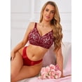 thumbnail image 5 of INSPIRE CHIC Women's Lace Front Zipper Closure Wireless Bra Push Up Full Coverage Lightly Padded Lingerie 2XL Green, 5 of 5