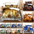 thumbnail image 2 of Bedroom 3PCS Single Twin Full Double King 3D Linens Bed Case Pillow Comforter Quilt Cover Duvet Set Bedding Christmas, 2 of 7