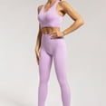 thumbnail image 2 of Conjunto de entrenamiento para mujer, 2 piezas, sujetador deportivo sin costuras, cintura alta, conjunto de polainas de yoga para correr, color morado M, 2 of 6