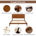 thumbnail image 4 of Queen Size Bamboo Platform Bed, Mid-Century Modern Bed Frame with Tall Headboard, Wood Slat Support, No Box Spring Needed, Easy Assembly, Brown, 4 of 6