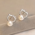 thumbnail image 1 of Sanrio-pendientes de plata con perlas para niñas, aretes de dibujos animados, regalo de Navidad, cumpleaños, Día de San Valentín, HelloKitty, 1 of 4