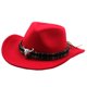 thumbnail image 1 of Sombrero de vaquero occidental para mujer, duradero, de ala ancha, para actuaciones escénicas. Rojo, 1 of 9