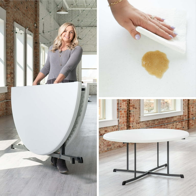 LifeTimeの白テーブル1台〜5台 Lifetime 60 in. Round Fold-In-Half Table, White Granite, HDPE