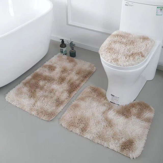 Xiao Hua alfombrilla antideslizante para inodoro, juego de tres piezas para inodoro, alfombrilla de baño absorbente, limpia y reutilizable para ducha (camello).