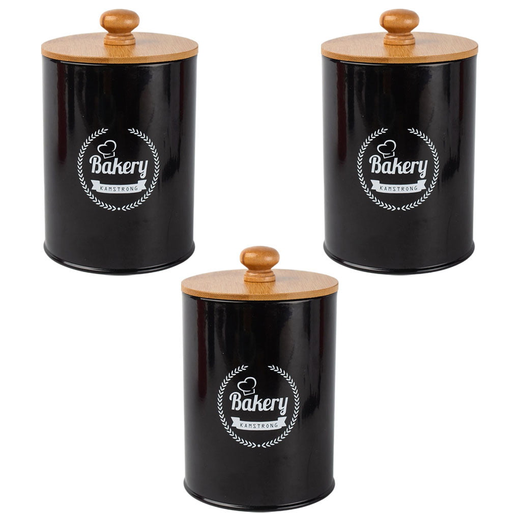 3pc Kitchen Storage Pot Tea Coffee Sugar Jar Canister Set Black/Cream/Red/White