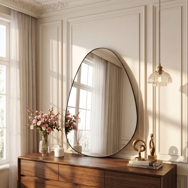 Easy4Home 20"x30" Frameless Bathroom Vanity Wall Mirror with Irregular Shape
