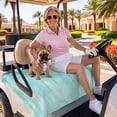 thumbnail image 3 of Golf Cart Seat Covers for 2 Seater, Turquoise Soft Microfiber Cart Seat Towel Blanket, Modern Abstract Art Ombre Striped Absorbent Breathable Non Slip Bench Seats Protector for Golf Course 51"x31", 3 of 9